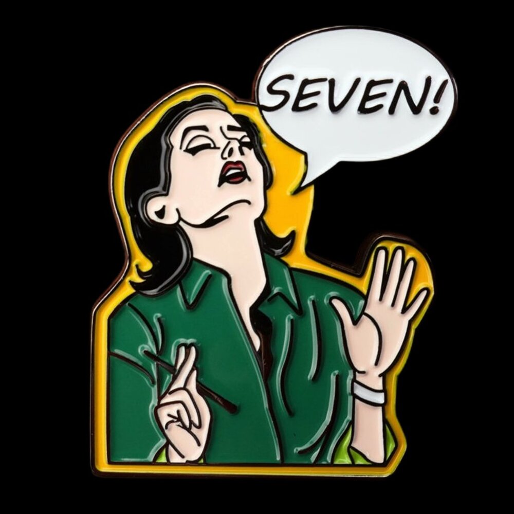 FRIENDS MONICA REACHES A EUPHORIC "SEVEN" ENAMEL PIN LAPEL PIN BROOCH NWT